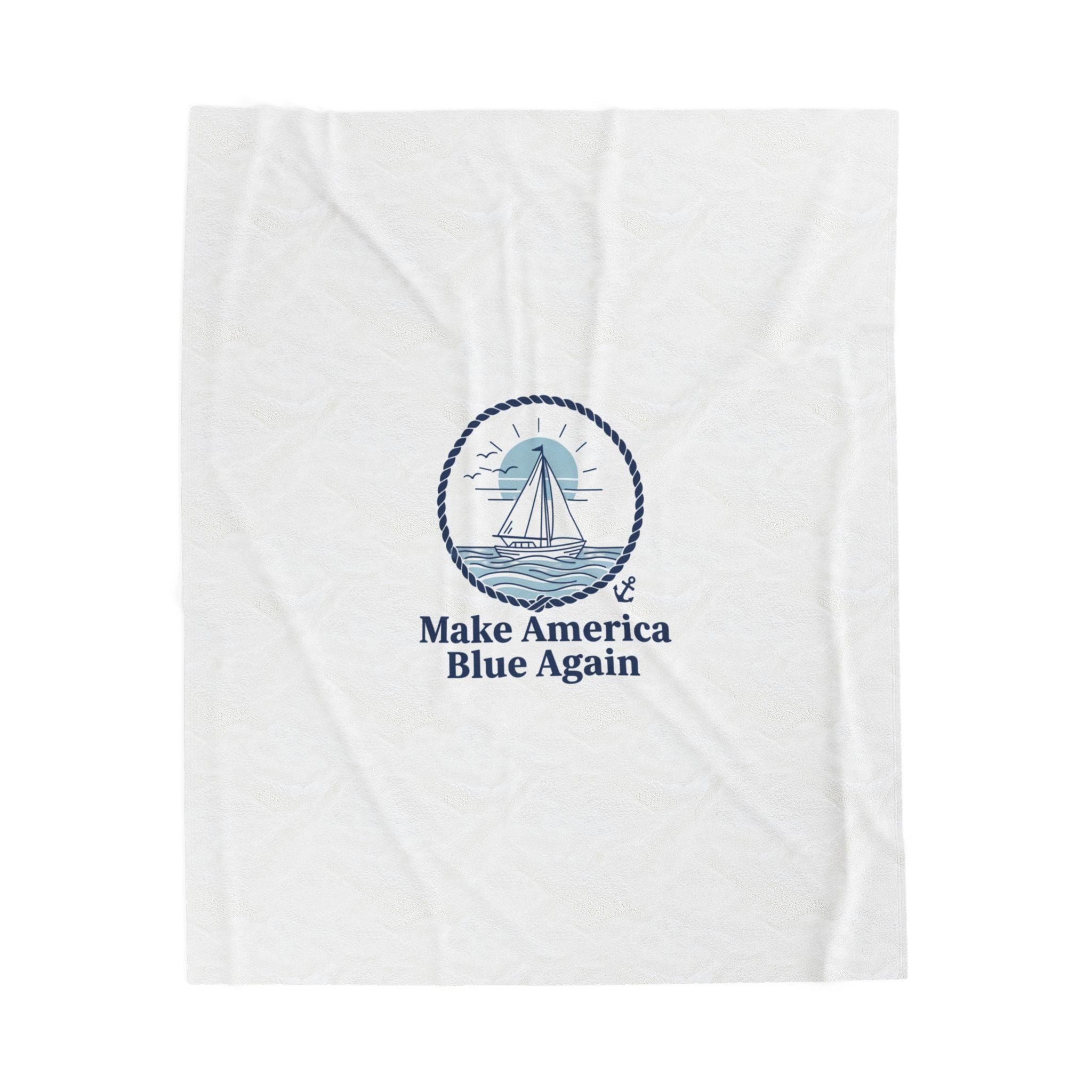 Minimal Sail Emblem Blanket | Nautical Stripe, Anchor Accent