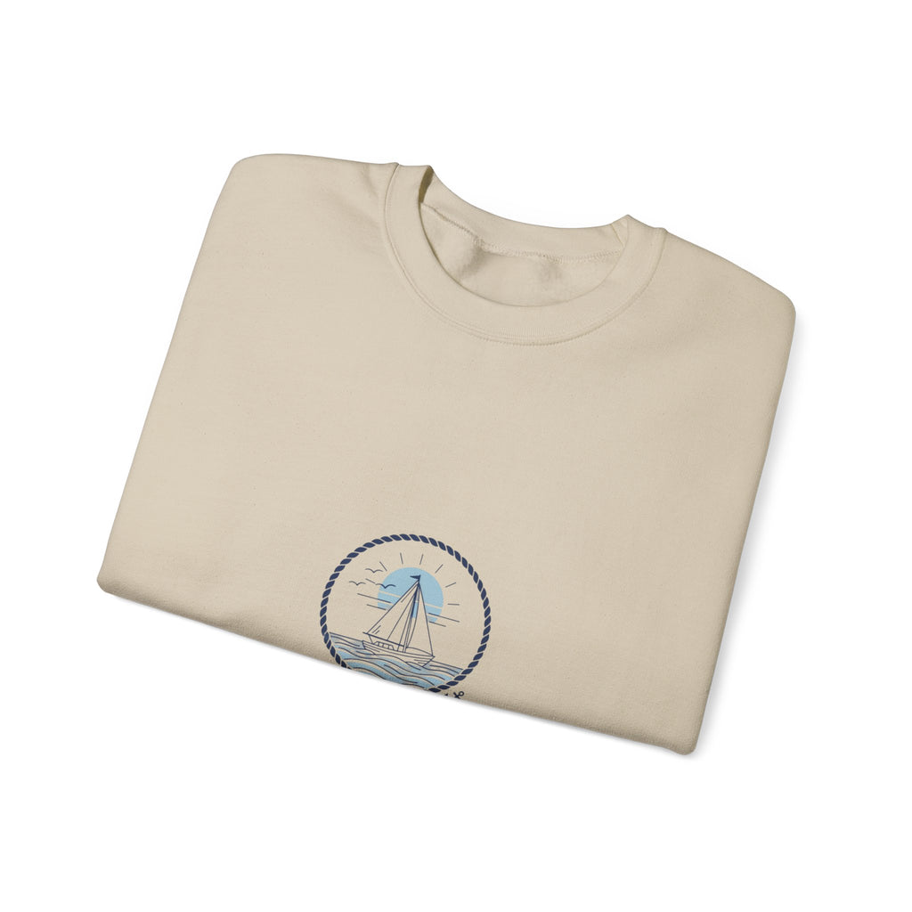 Minimal Anchor Crest sweatshirt | nautical stripe, coastal summer graphic