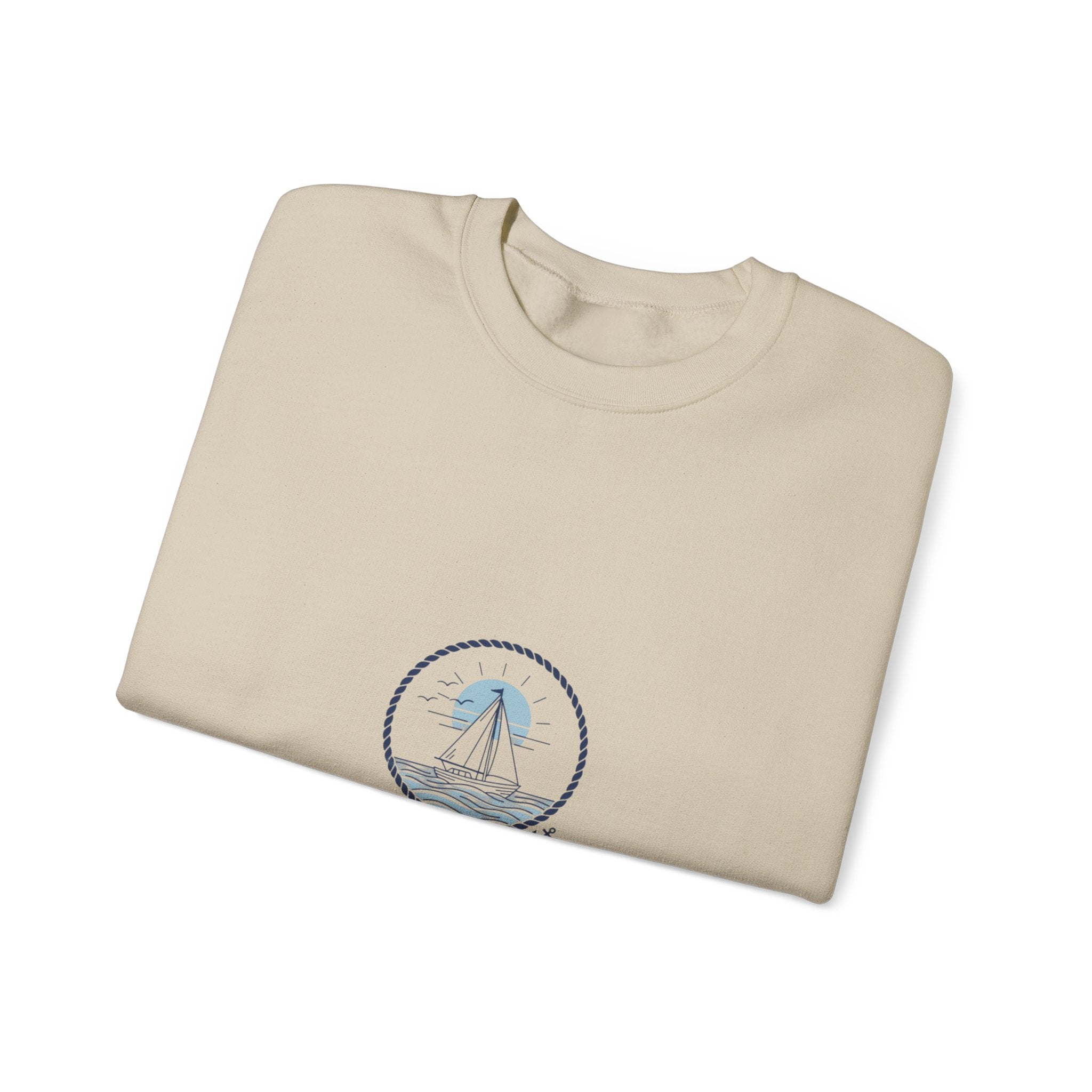 Minimal Anchor Crest sweatshirt | nautical stripe, coastal summer graphic