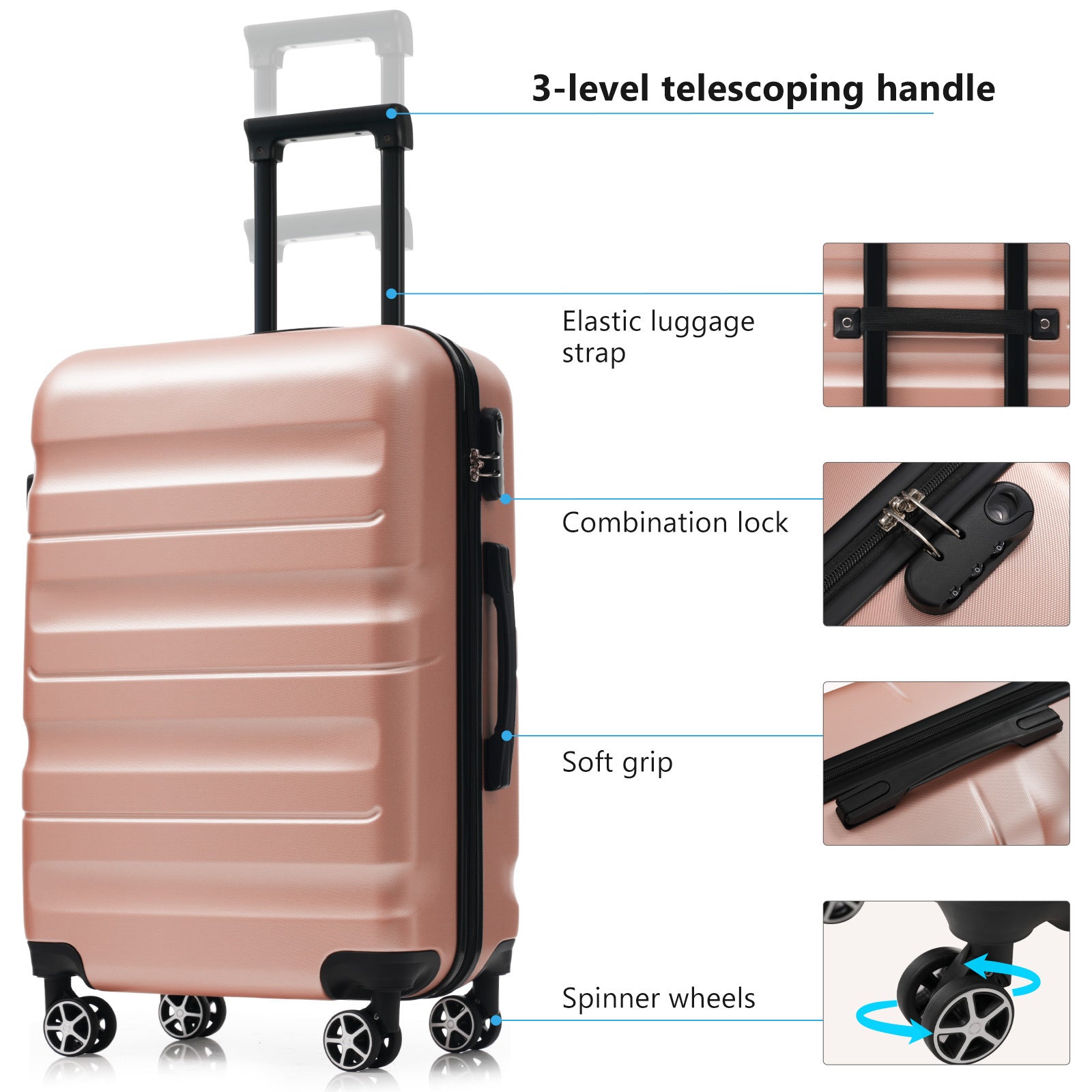 Hardshell ABS Luggage Set - Lightweight & Durable Suitcases with Dual