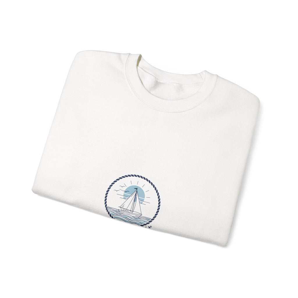 Minimal Anchor Crest sweatshirt | nautical stripe, coastal summer graphic