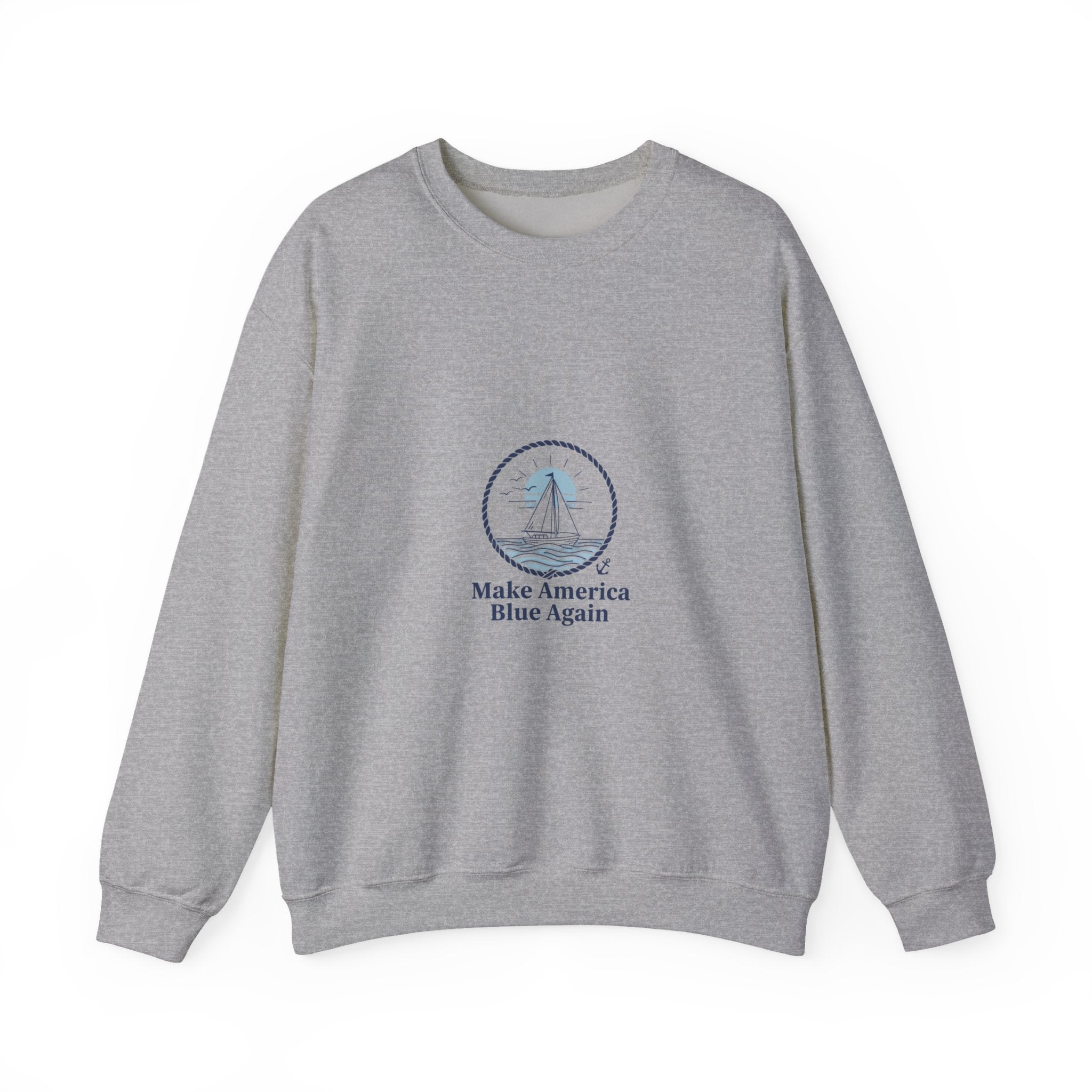 Minimal Anchor Crest sweatshirt | nautical stripe, coastal summer graphic