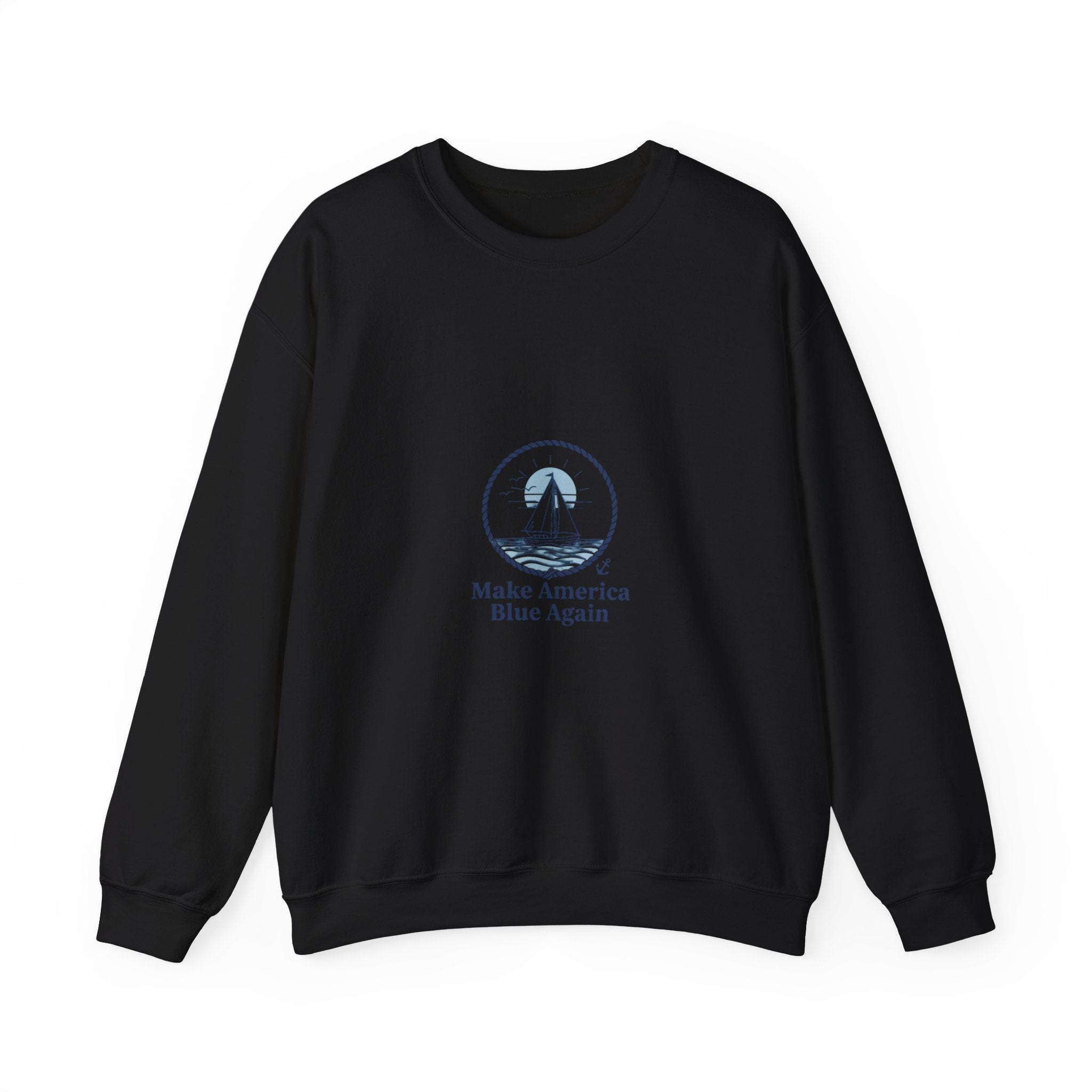 Minimal Anchor Crest sweatshirt | nautical stripe, coastal summer graphic