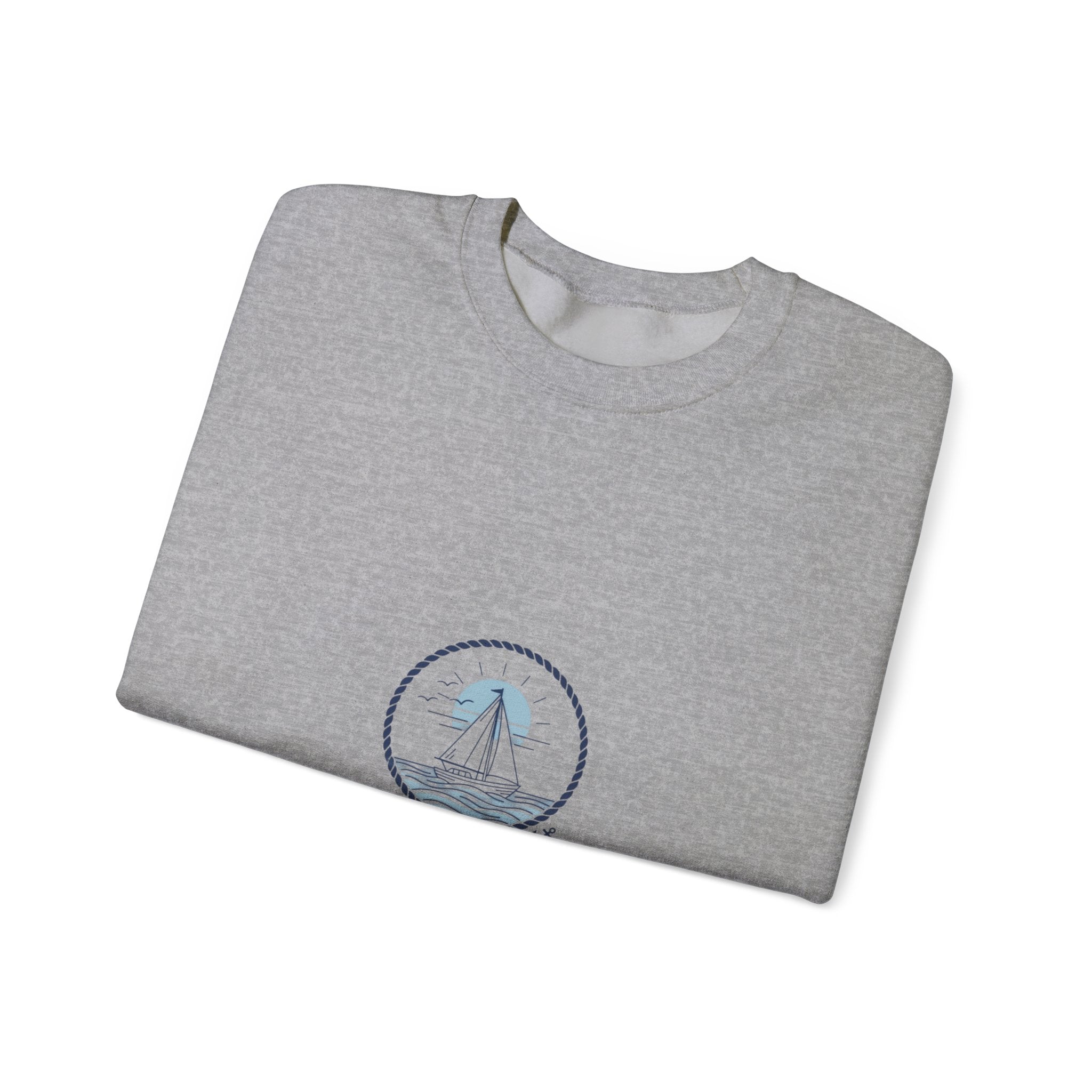 Minimal Anchor Crest sweatshirt | nautical stripe, coastal summer graphic