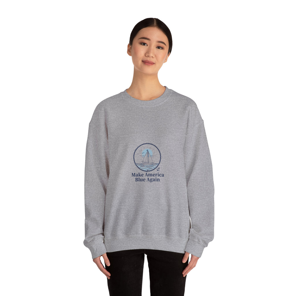 Minimal Anchor Crest sweatshirt | nautical stripe, coastal summer graphic