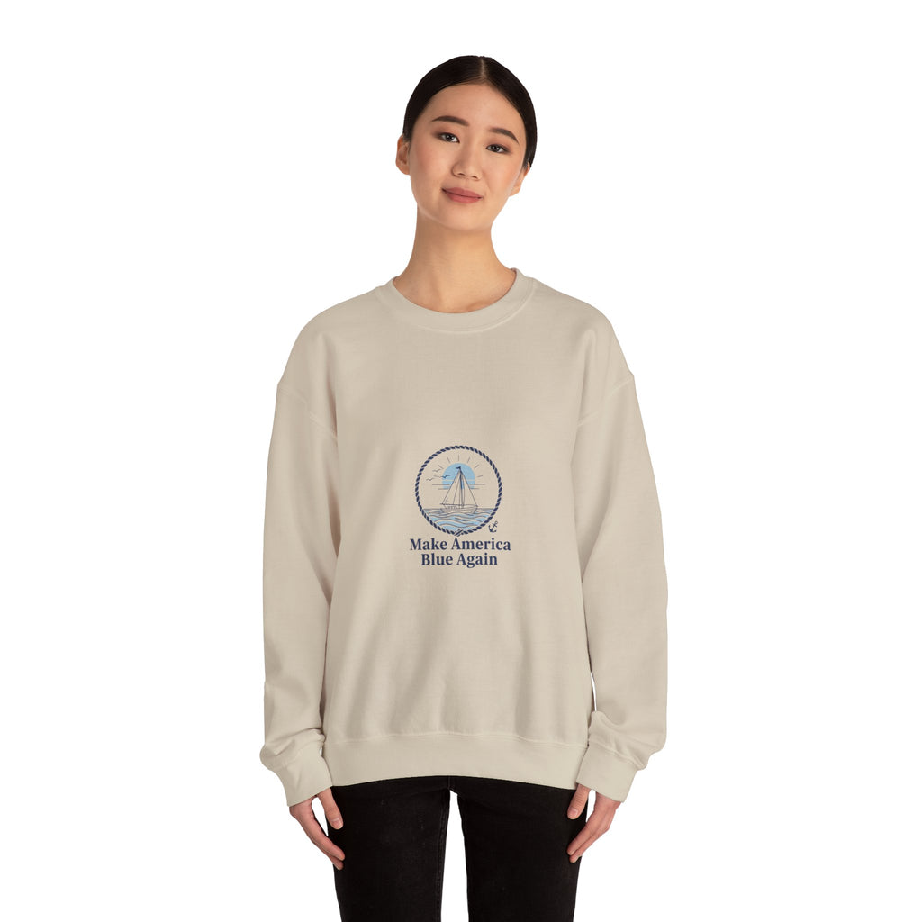 Minimal Anchor Crest sweatshirt | nautical stripe, coastal summer graphic