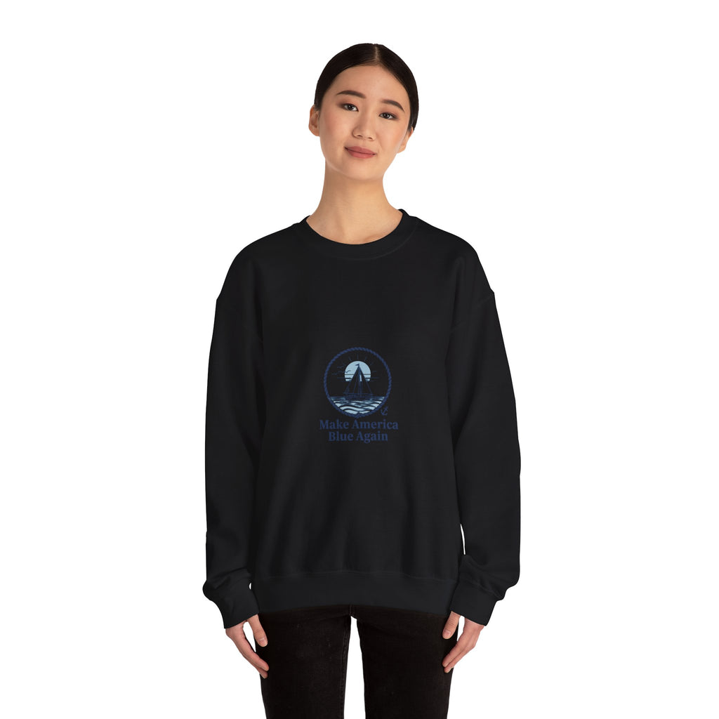 Minimal Anchor Crest sweatshirt | nautical stripe, coastal summer graphic