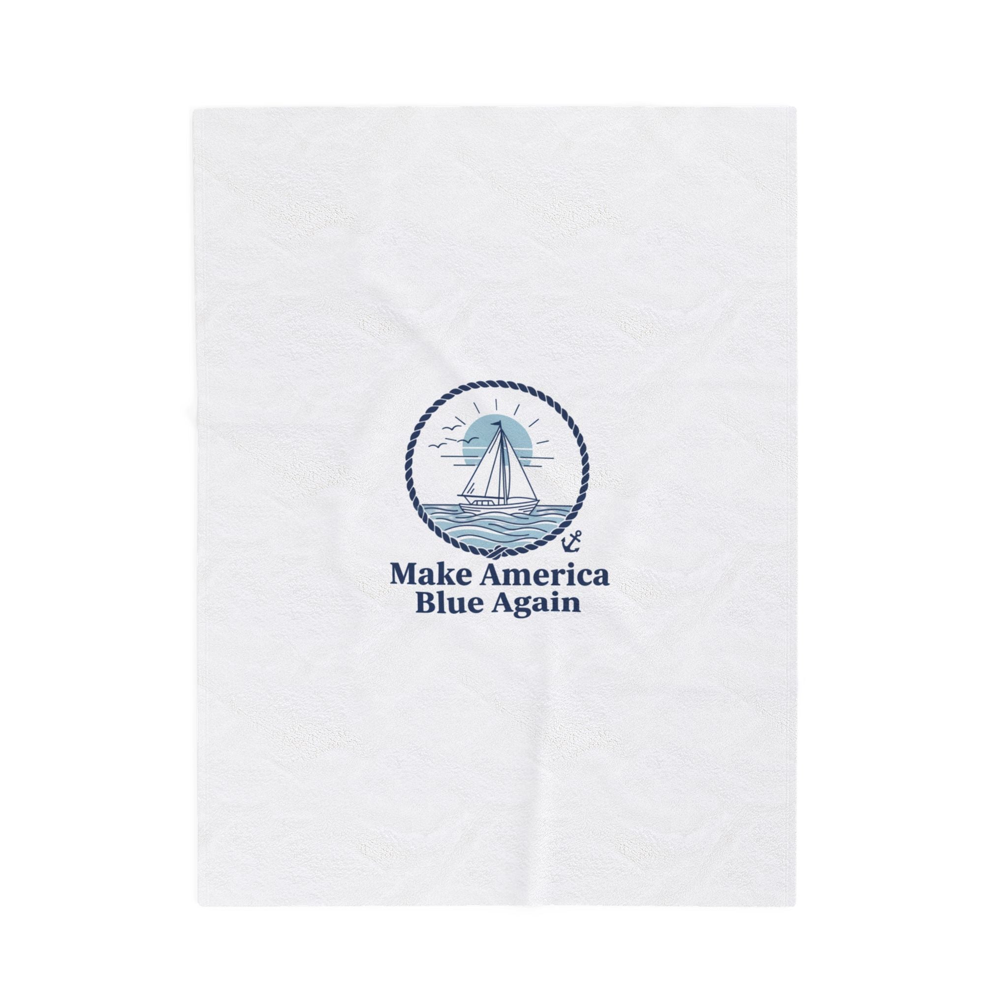 Minimal Sail Emblem Blanket | Nautical Stripe, Anchor Accent