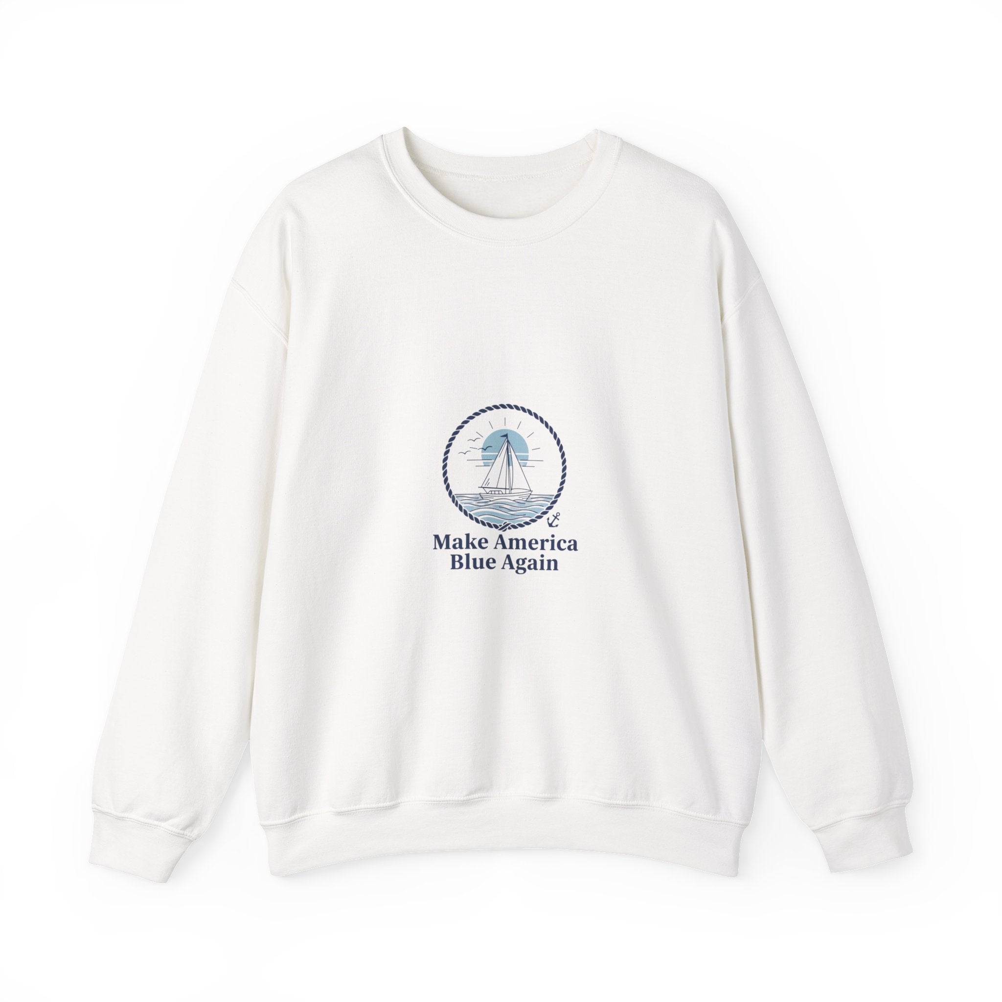 Minimal Anchor Crest sweatshirt | nautical stripe, coastal summer graphic