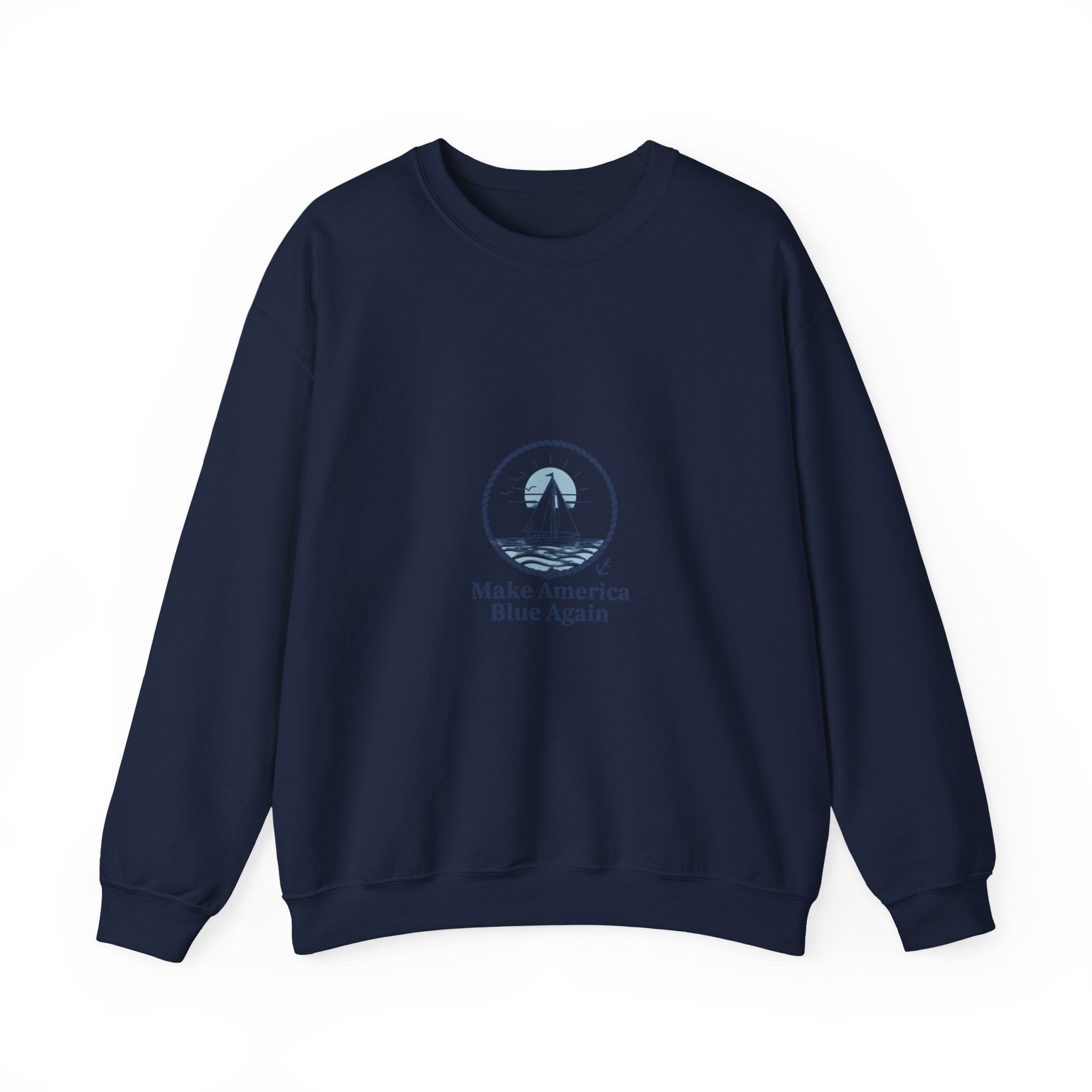 Minimal Anchor Crest sweatshirt | nautical stripe, coastal summer graphic