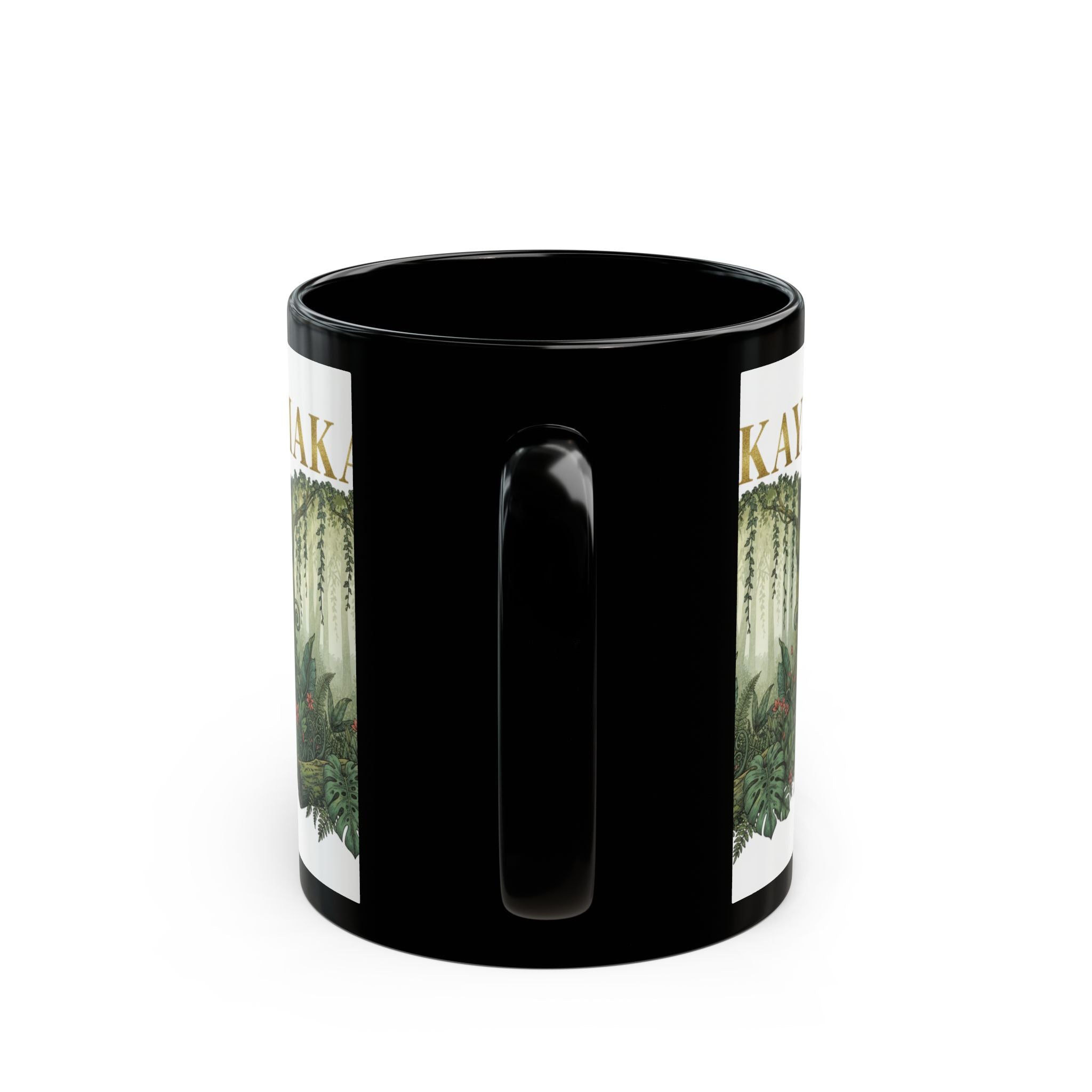 Personalized Jungle Name Mug — "MAKAYA" Botanical Black Coffee Cup (11oz/15oz)