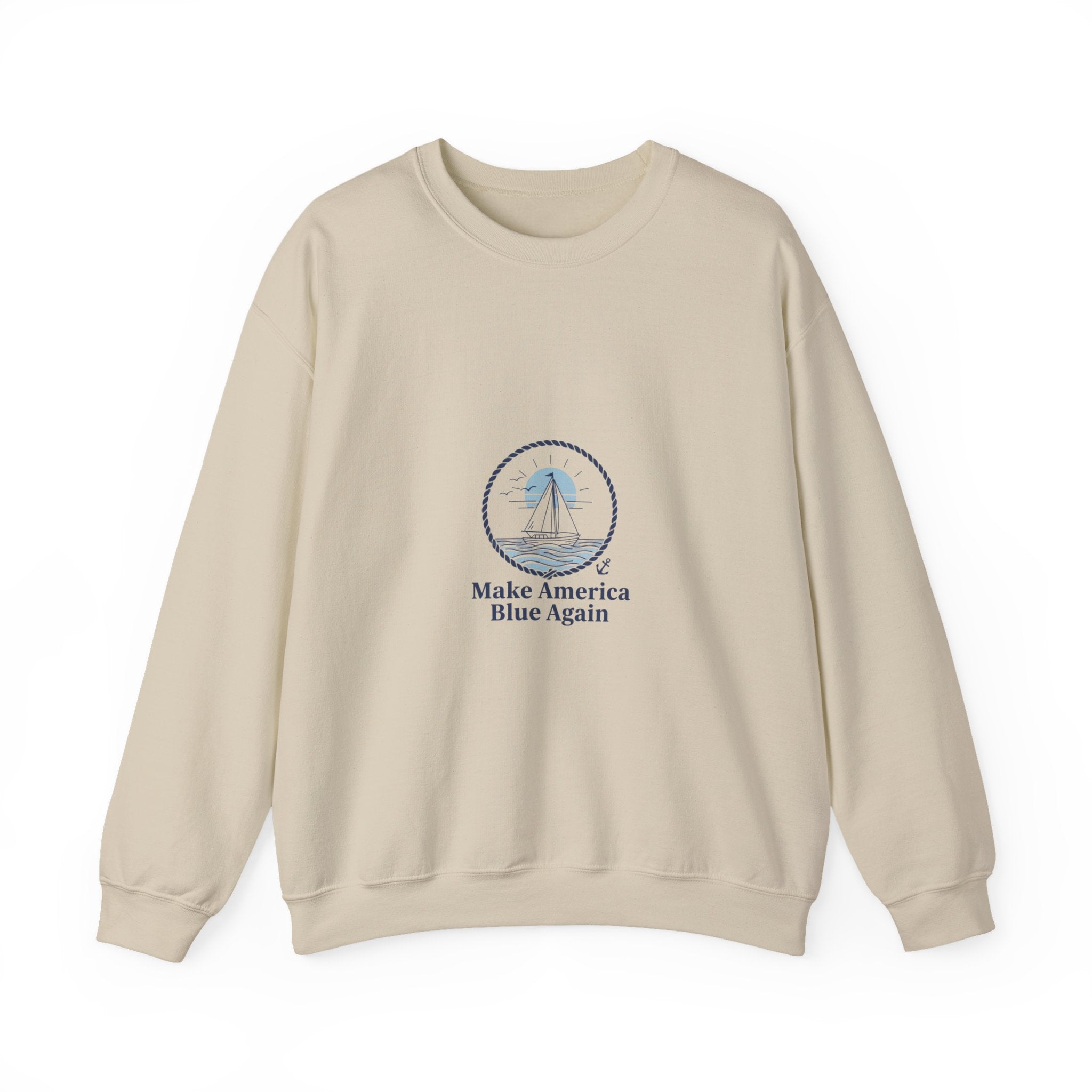 Minimal Anchor Crest sweatshirt | nautical stripe, coastal summer graphic