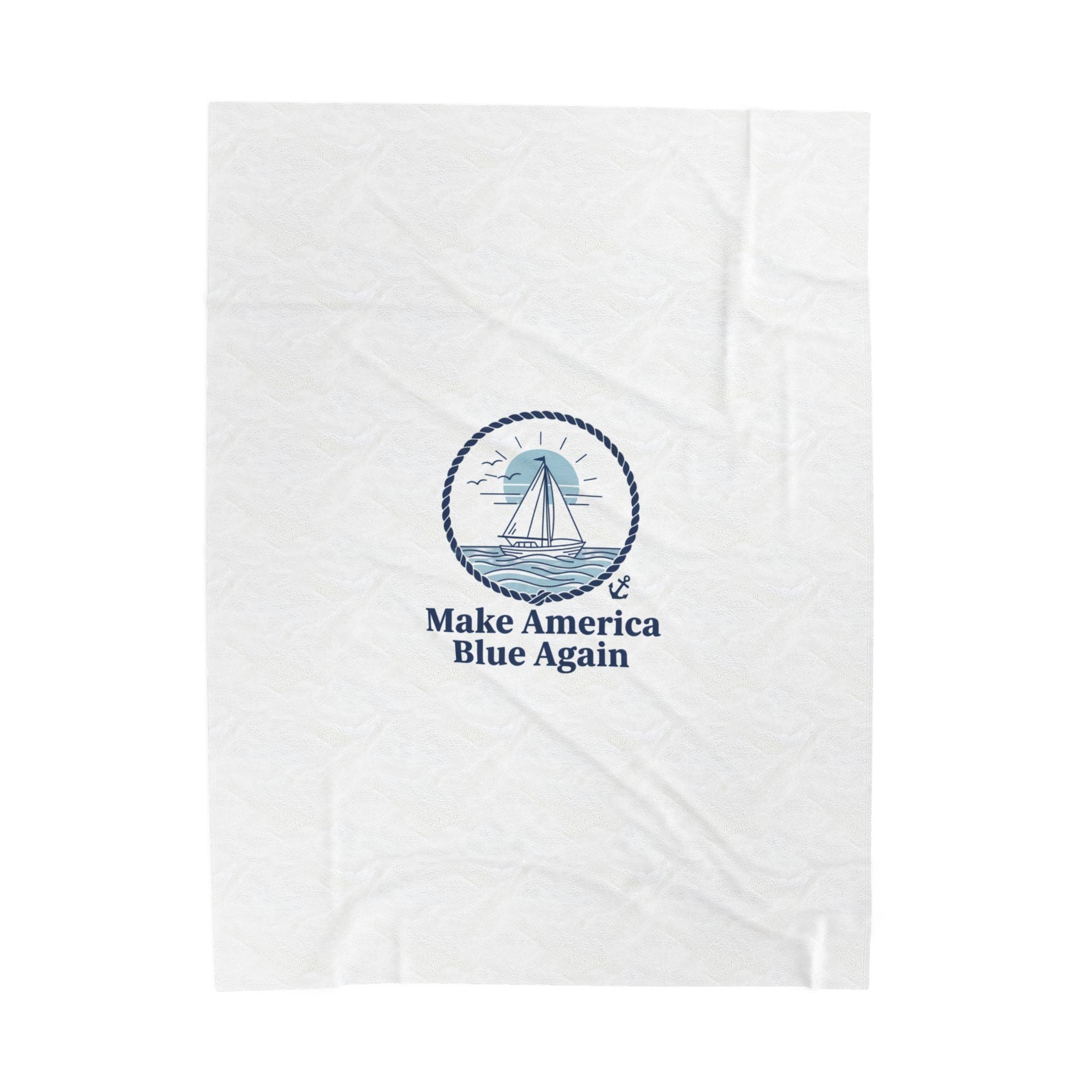 Minimal Sail Emblem Blanket | Nautical Stripe, Anchor Accent