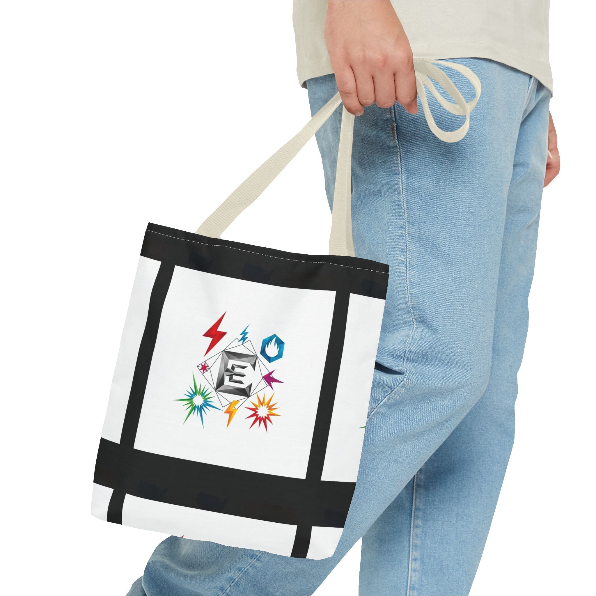 Elemental Emblems Tote Bag — Colorful Energy Symbol All-Over Print