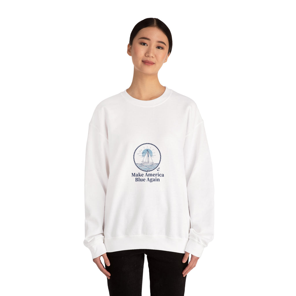 Minimal Anchor Crest sweatshirt | nautical stripe, coastal summer graphic