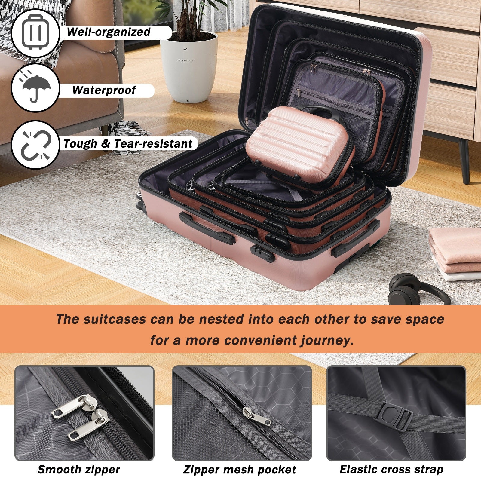 Hardshell ABS Luggage Set - Lightweight & Durable Suitcases with Dual