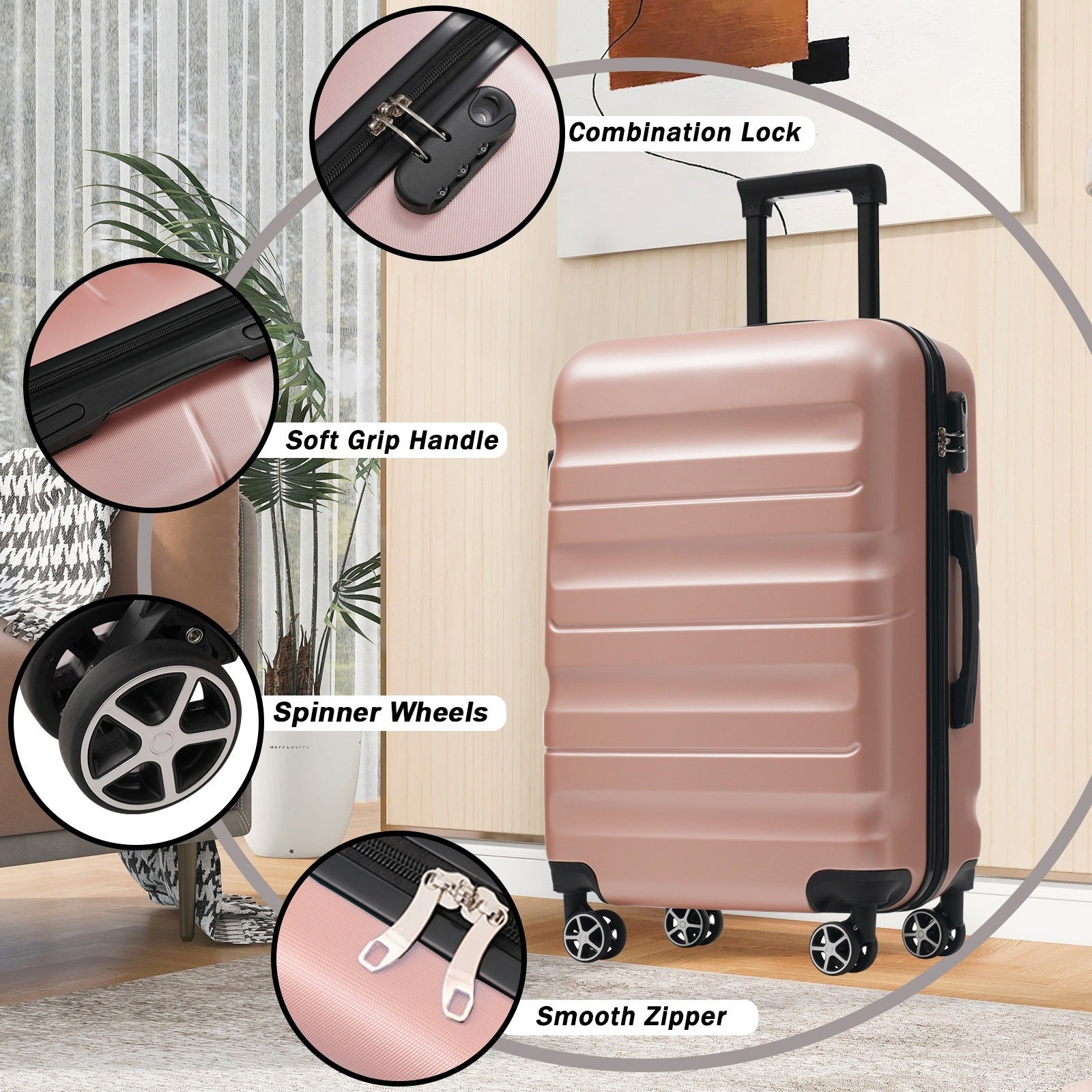 Hardshell ABS Luggage Set - Lightweight & Durable Suitcases with Dual